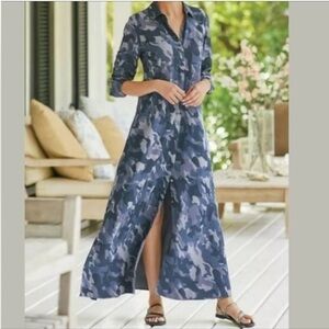 Soft Surroundings Incognito Tencel camo / camouflage dress Blue Size Medium